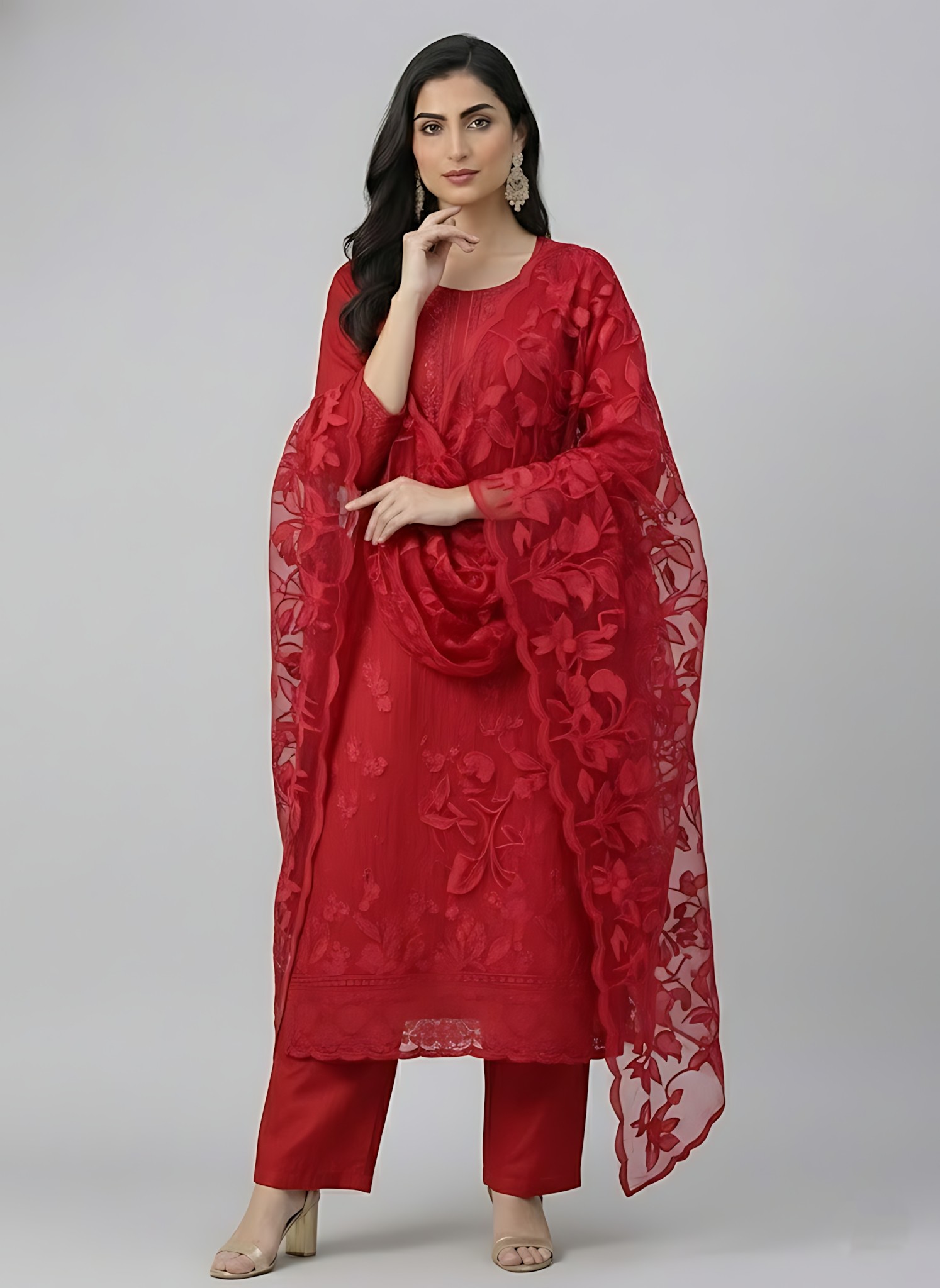 Elegant Deep Wine Red Suit Set