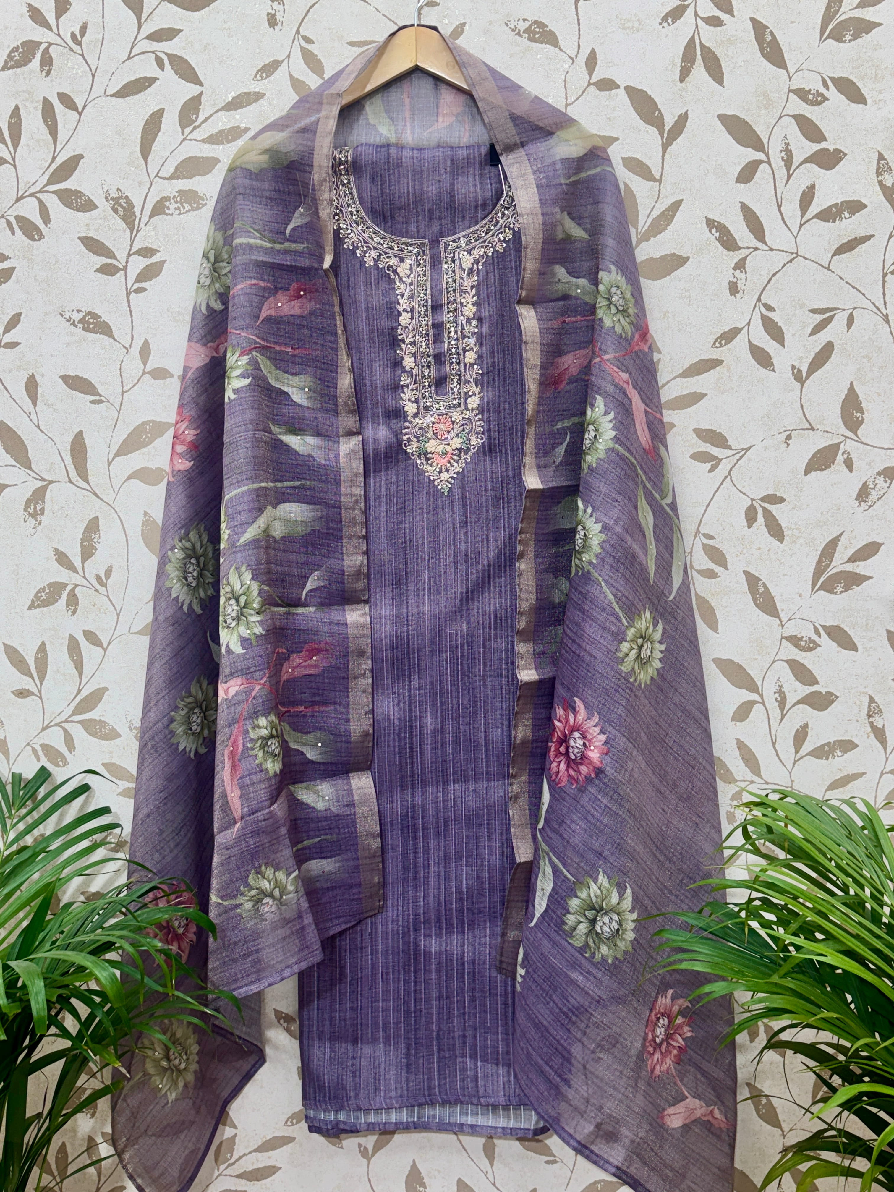 Premium Lavender Colour Silk Suit 