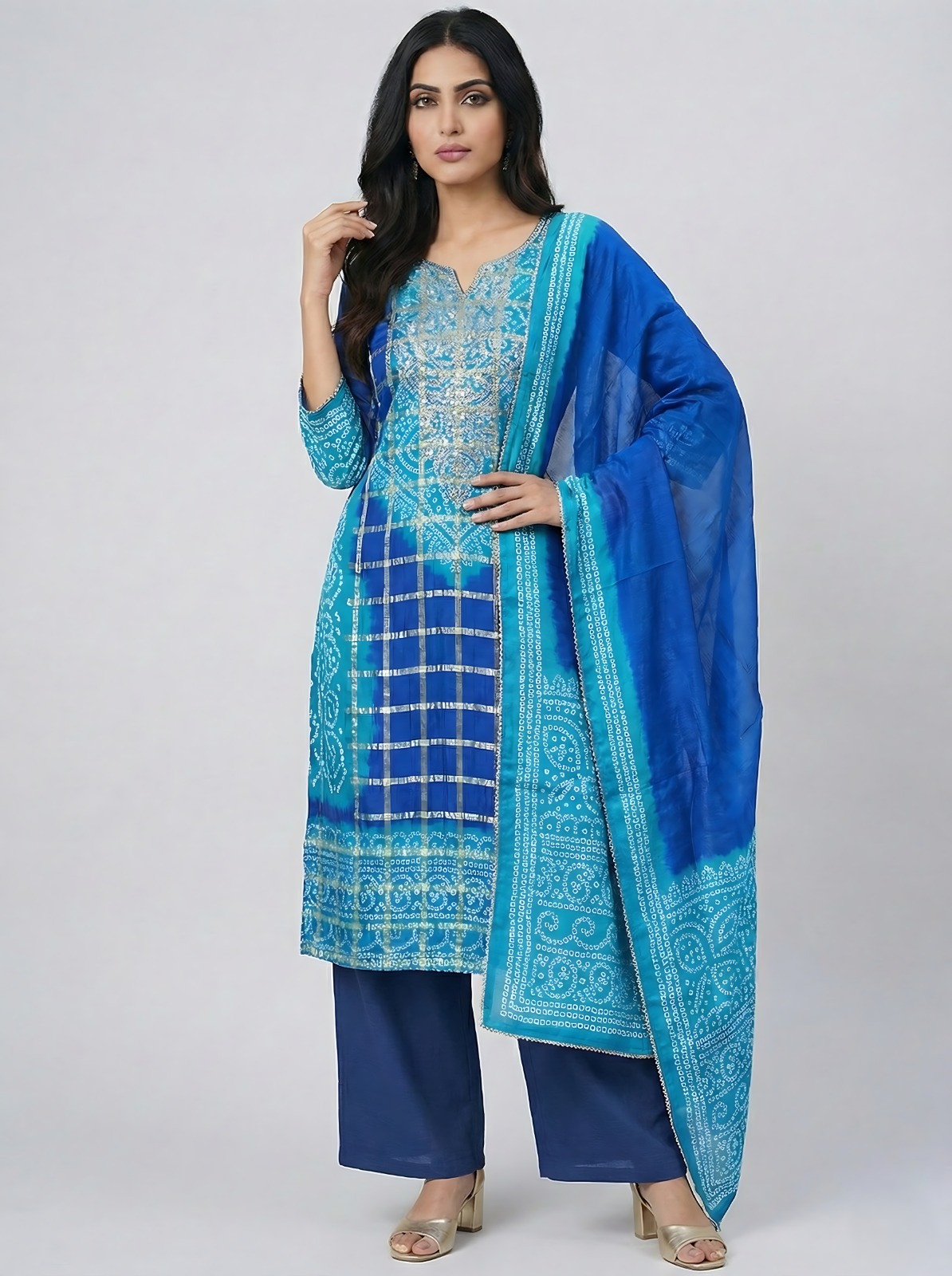 Blue Bandhani Suit