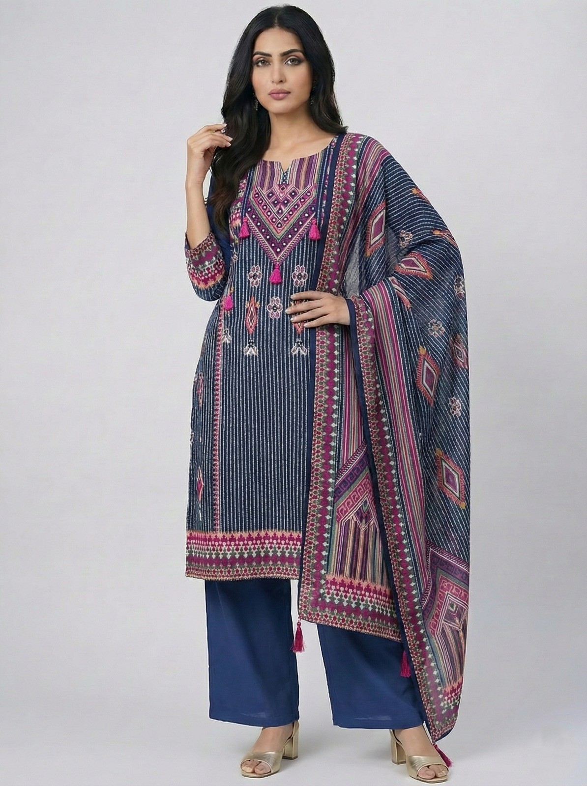 Soft Black Mul Muslin Suit 